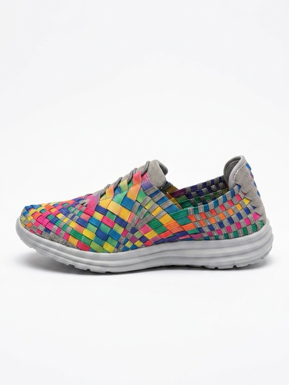 New-bernie mev. Rainbow Woven Slip-Ons with Gray Trim - Picture 2 of 4